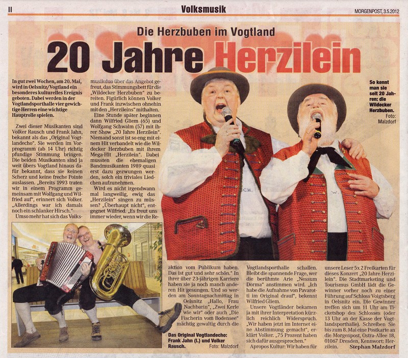 2012 05 03Bericht WildeckerHerzbuben Vogtlandecho