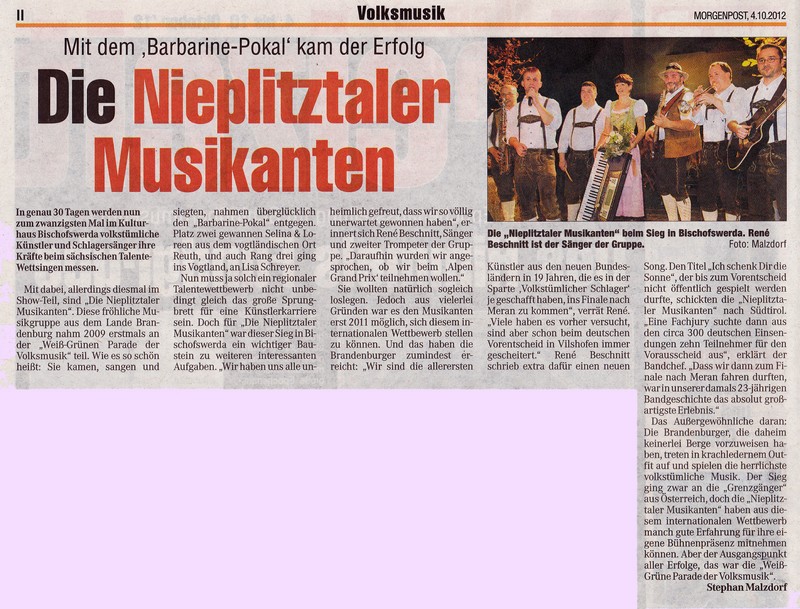 2012 10 04Bericht Nieplitztaler Musikanten WG