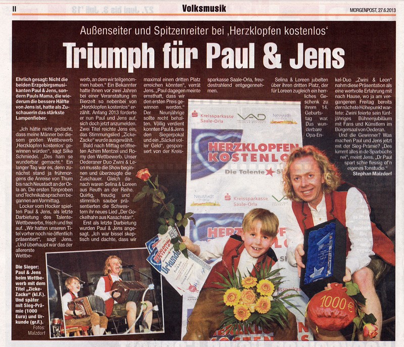 2013 06 27Bericht Herzklopfen Paul Jens