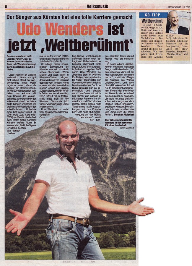 2013 07 11Bericht Udo Wenders Weltberuehmt