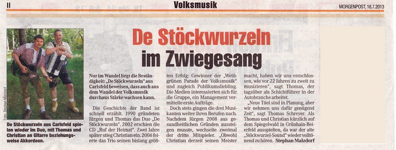 2013 07 18Bericht De Stoeckwurzeln Zwiegesang