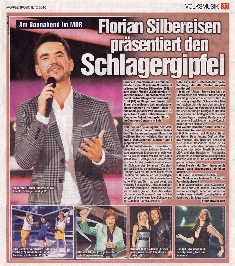 2016 12 08 Bericht Schlager des Jahres
