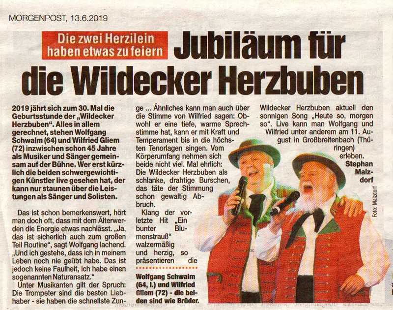 2019 06 13 Bericht Wildecker Herzbuben